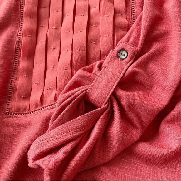 Dolan Left Coast Collection Pleated V-Neck Panel Slub Knit Top - Size XS - Picture 4 of 7